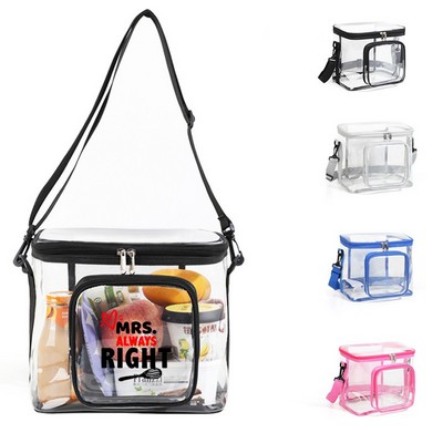 Stadium Approved Clear Transparent PVC Lunch Bag With Front Zipper Pocket